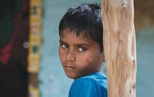 7-year-old Aanand from rural Nepal is blinded by cataracts.