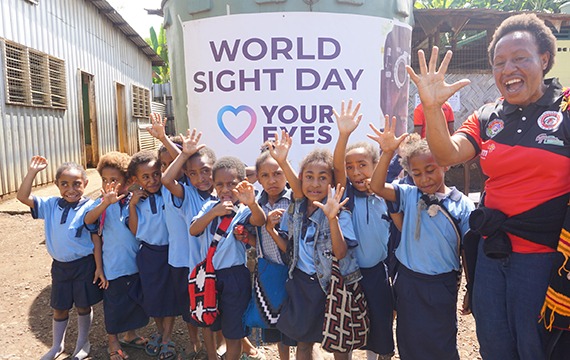 Children celebrate World Sight Day in Papua New Guinea.