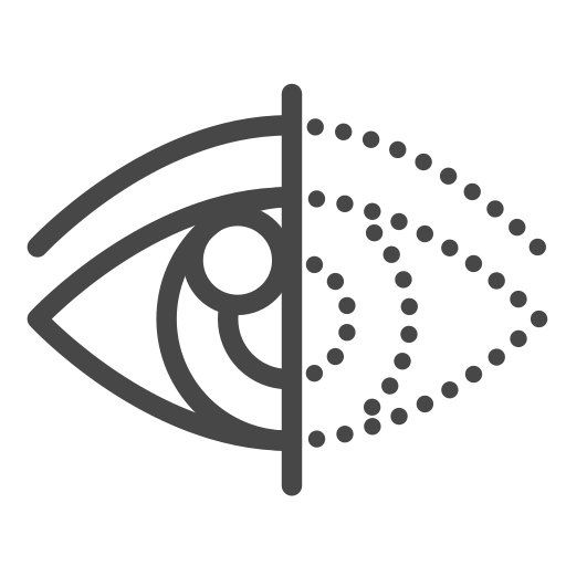 Icon representing vision loss due to River Blindness, showing an eye with a fading effect. CBM NZ fights preventable blindness.