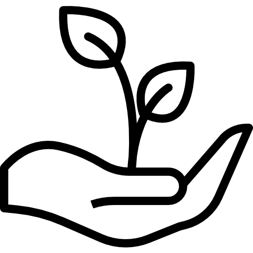 An x7 icon of a plant being held representing the exponential impact of donations in treating River Blindness. Every gift helps more people receive sight-saving treatment. CBM NZ initiative.